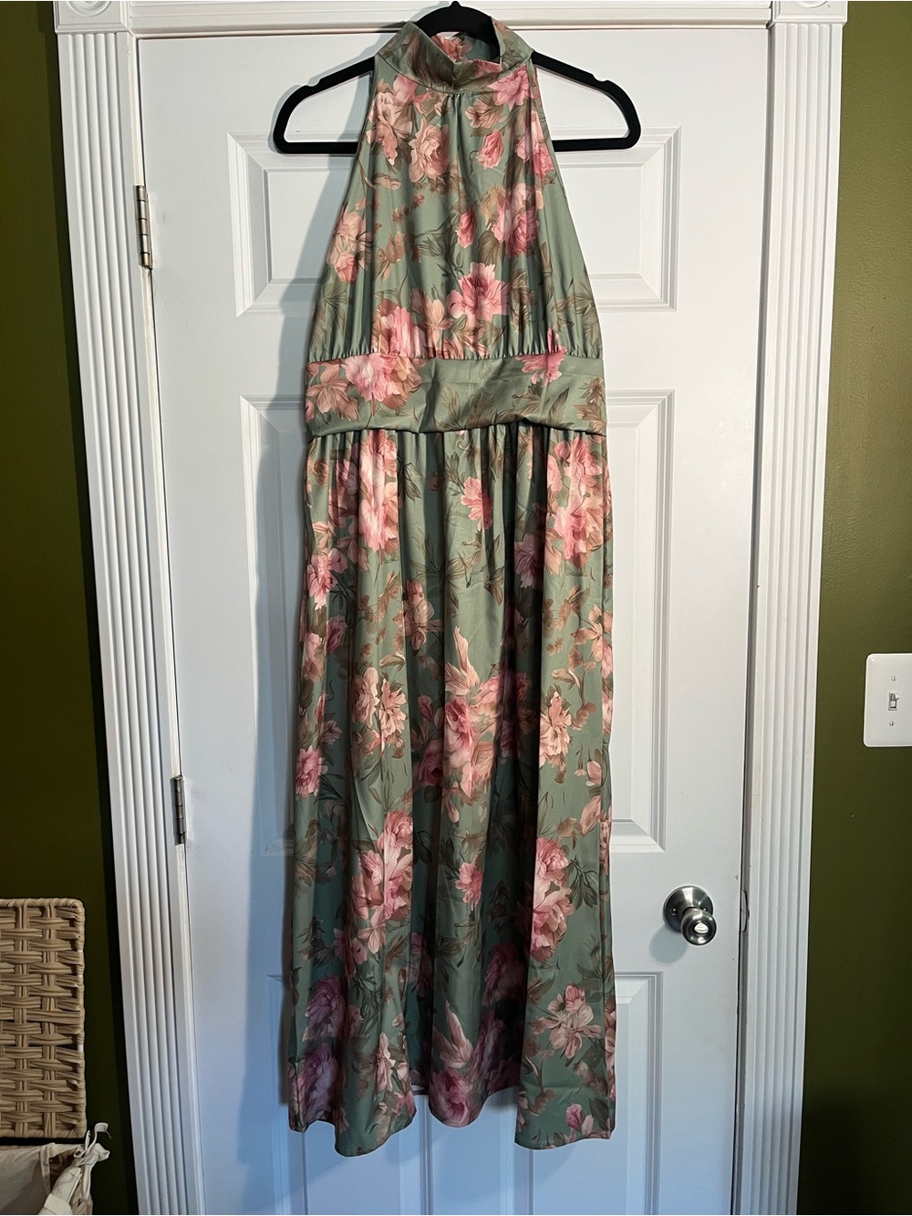 Girls' Green Floral Halter Maxi Dress - Brand Unspecified